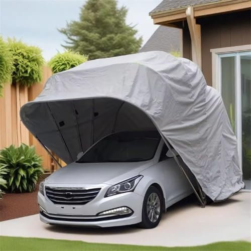 Abri de Voiture Mobile Toutes Saisons, auvent de carport Pliable rétractable, abri de Voiture Robuste, Portable entièrement Automatique, pour extérieur, Camion, Bateau,18 * 8.2 * 7.6ft