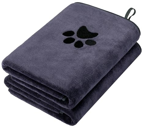 Hejo 2 Pezzi Asciugamano Cane Microfibra,75cm X 35cm Coperta per Cani,Assorbente Copertina Cane Piccola Taglia,Copertina Gatto,Coperta Pile per Cuccioli, Gatti e Piccoli Animali Domestici(Grigio)