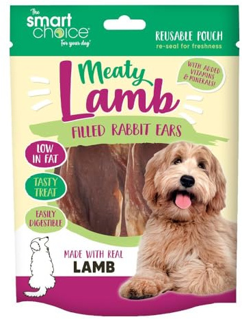 Lamb Flavour Pack of Meat Filled Rabbit Ears Pet Dog Puppy Treat Reward Low Fat Easily Digestible