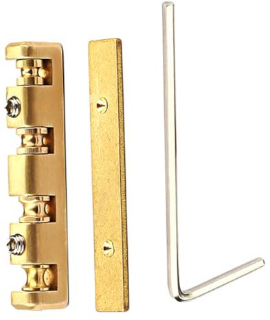 JOINPAYA 1 Satz Saiten Basskissen Instrumente Nuss Tuner Gitarrenpart Reparatursätze Brückenteile Ersatzmutter Verstellbare Banjo-brückensattel Brückeneinstellmutter Golden Legierung