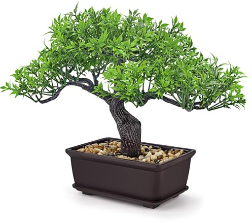 Der Rose 8 Fake Bonsai Tree, Artificial Ficus for Desk and Shelf Decor