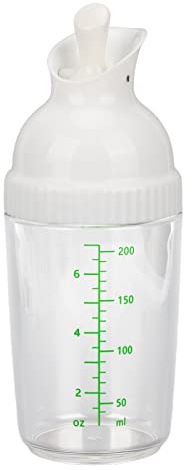 Hapivida Bote para aliños con tapa, 200ml material ABS+PP, diseño hermético antigoteo, fácil apertura con una mano, ideal para almacenar salsas, vinagre y aceite en cocina (Blanco)