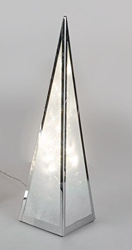 Formano piramide con illuminazione motore girevole e pellicola a stella metallo argento illuminazione Natale decorazione invernale (45 cm)