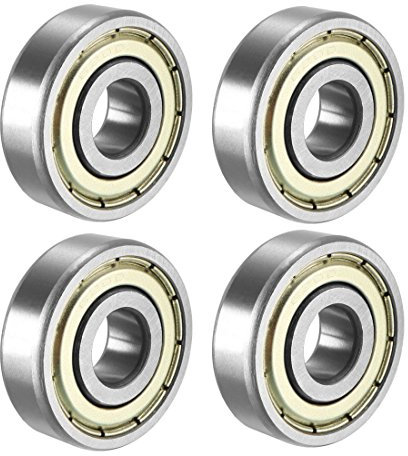 sourcing map 6200ZZ Ball Bearing 10mm x 30mm x 9mm Double Shielded 6200-2Z 80200 Deep Groove Bearings, Carbon Steel (Pack of 4)