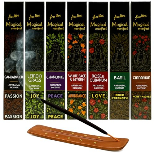 Incienso Natural sin toxicos, Incienso Natural ecológico, Pack de 6 Aromas, Aromaterapia Hechas a Mano, 30g de Larga duración (T-J)