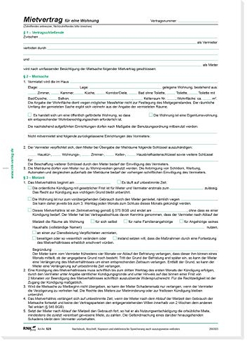 RNK 525 Vertragsformular Mietvertrag für Wohnungen, DIN A4 (5 Stück)