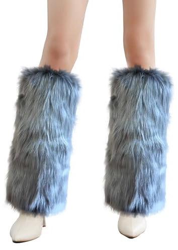 Cityelf Womens Furry Leg Warmers Winter Faux Fur Boot Covers Halloween Santa Costume Christmas Rave Fluffy Festival Outfit