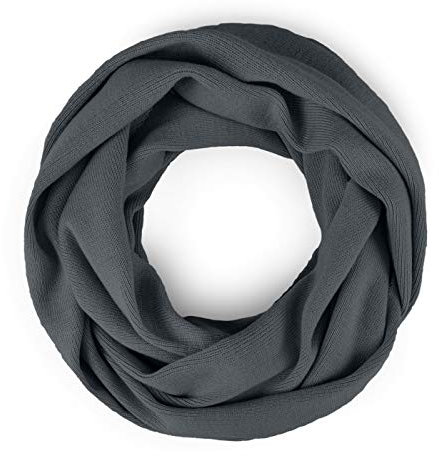 Neverless® Damen Loopschal Strickschal Schlauchschal Schal Feinstrick einfarbig dunkelgrau