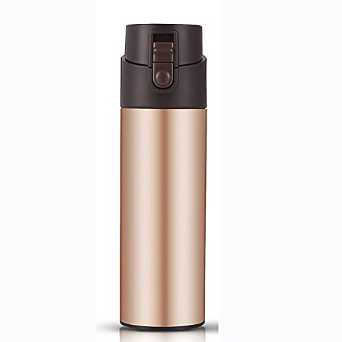 CYLZRCl Matraz Vacío Acero Inoxidable Taza Viaje para Tomar Té Y Bebidas Frías Taza Viaje para Té con Control Té Botella Café Y Té para Llevar con Colador Té, 500 Ml (Color : Gold)