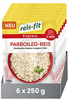 reis-fit Express Parboiled-Reis 6x250g, vegan & glutenfrei - leckerer Reis für Mikrowelle oder Pfanne - 2-Minuten-Reis