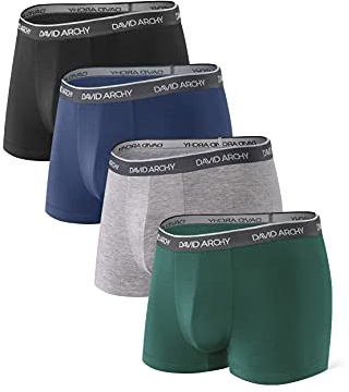 DAVID ARCHY Boxer Homme sans Couture Lot de 4 Caleçon Short en Fibre de Bambou Pouche sous-Vêtement Élastique Ultra-Doux