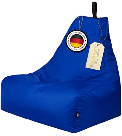 PATCH HOME XL Lounge-Sessel – Ergonomischer Sitzsack für Gamer, Wohnzimmer & Outdoor – Mit Styropor-Füllung, Waschbarem Bezug & Reißverschluss zur Wiederbefüllung (Blau)