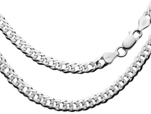 STERLL Collier Homme En Argent 925 Avec Design Double Chaîne Gourmette 65 cm