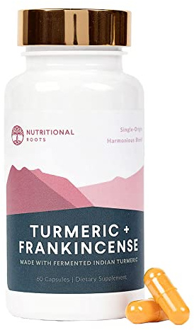 Nutritional Roots - Indian Turmeric + Frankincense - With 95% Curcuminoids, Curcumin Longa, Boswellia Serrata & Black Pepper - Supports Joint Health - Dietary Supplement - 1 Month Supply - 60 Capsules