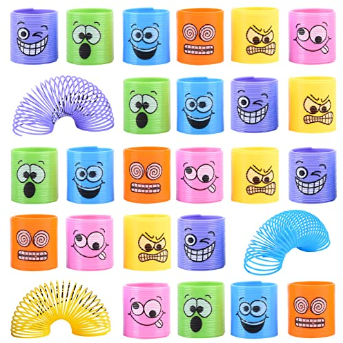 Ulikey 24 Stücke Party Mitgebsel Regenbogen Spielzeug, Spirale Spielzeug Regenbogenkreis, Kindergeburtstag Gastgeschenke Regenbogenspirale für Kinder Spielzeug Lernspielzeug, Verschiedene Emojis