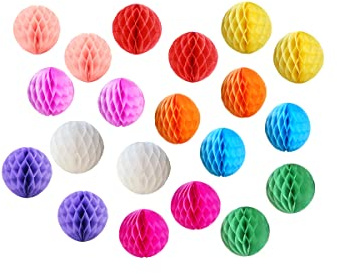 20pcs Honeycomb Flower Balls Party Honeycomb Balls Decoration Paper Flower Balls Tissue Paper Flower Ball Pom Poms Ball for Baby Shower Birthday Wedding Home Decor (6inch, Colorful)