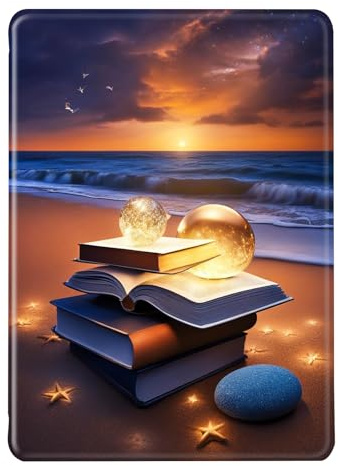 H￼lle f￼r Kindle Paperwhite 10. Generation 2018 6 Flip Leder Silikon Weich Schutzh￼lle, Auto Aufwachen oder Schlafen Magnetisch TPU Case, Landschaft Baum Aurora Muster H￼lle f￼r Paperwhite 2018 (2)