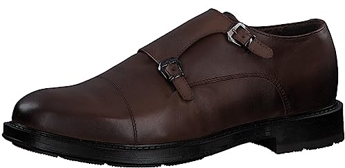 MARCO TOZZI by Guido Maria Kretschmer Men's Double Monkstraps Leather Suit Shoes with Buckles, Cognac, 9 Men