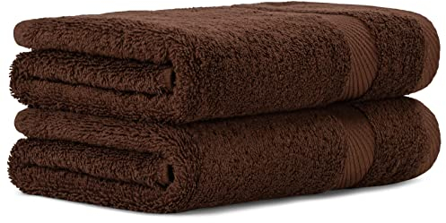 Luckytowel Handtücher Set 50x100 cm 100% Baumwolle, Handtuch-Set 2er Pack Braun