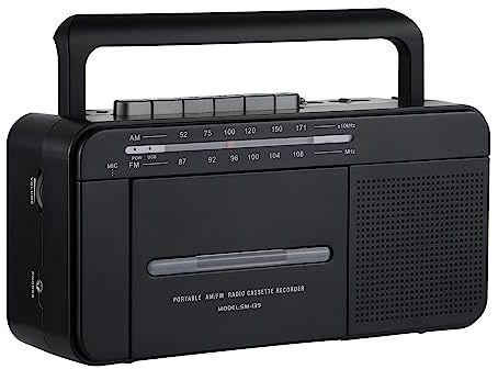 SEMIER Boombox MP3 Conversion Cassette Tape Player Recorder AM FM Radio, Cassette to MP3 Digital Converter, USB Recording, Built-in Microphone, Big Speaker and Earphone Jack by AC or C Batteries