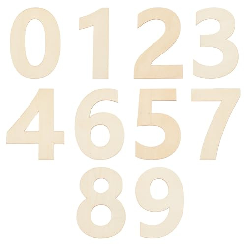 NBEADS Set di Numeri 0-9 In Legno Grandi, Ritagli Non Finiti per Decorazione Parete, Artigianato Fai-Da-Te, Pittura, Nozze, Festa di Compleanno