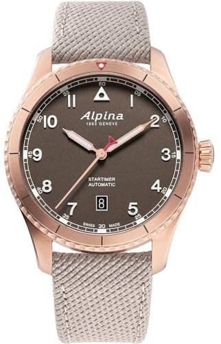 Alpina Analógico Modelo AL-525BR4S24 Startimer Pilot Automatic Mens Watch 41mm 10ATM. Marca