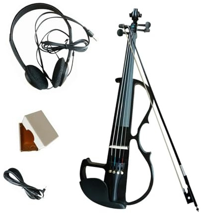 strumento violino Set Violino Elettrico Con Raccordi Violino Con Custodia Rigida Acousti Arco Per Violino Cavo Per Cuffie Custodia Per Il Trasporto Accessori (Color : Bk)
