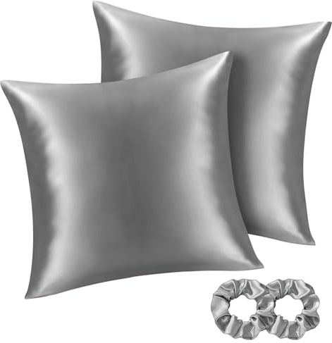 BEDELITE Satin Kissenbezug 2er Set 80x80 Grau