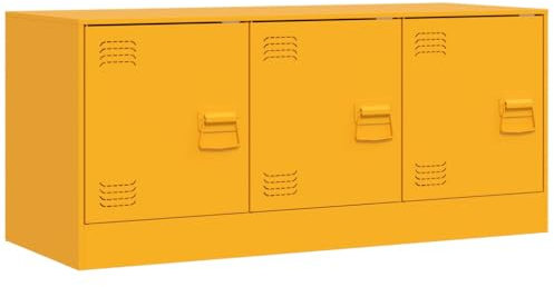 vidaXL Meuble TV Jaune Moutarde 99x39x44 cm Acier, Banc TV, Meuble télé, Meuble multimédia, Buffet TV, Meuble HiFi, Centre de Divertissement