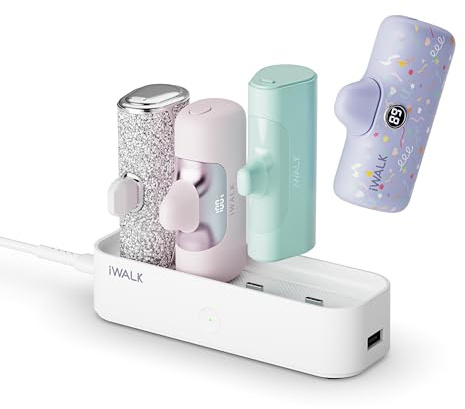 iWALK Portable Charger Station for 4500mAh, 4800mAh, 5000mAh Power Bank for iPhone Charging Station Multiple USB-C Family-sized Charger Station for Home(Station Only),White