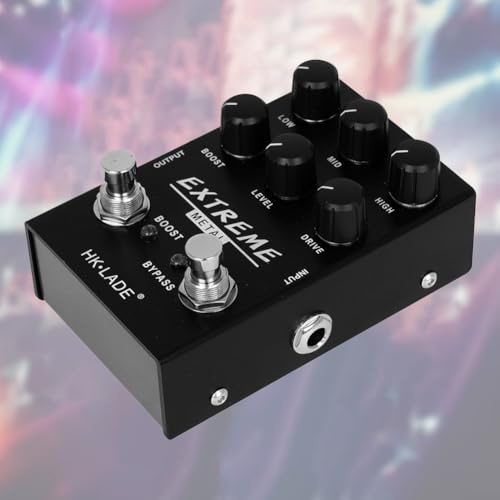 Electric Guitar Effects Pedal, 10 Band EQ Adjustment Overdrive Distortion Pedal Metal Alloy Single Block Effect Device for Practice Performance Tone Shaping