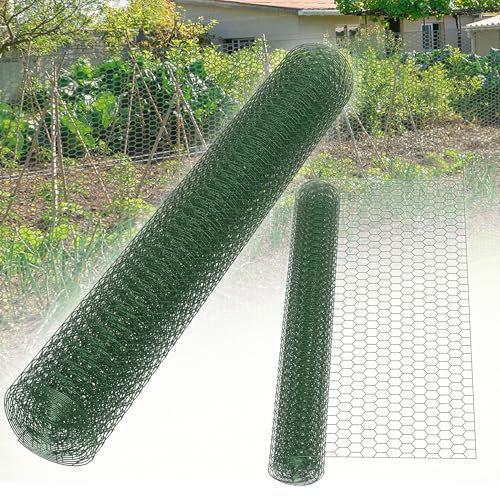 XMTECH 52m Geflügelnetz Hundezaun Katzenzaun Hühnerzaun, PVC Geflügelzaun Grün für Geflügelgehege