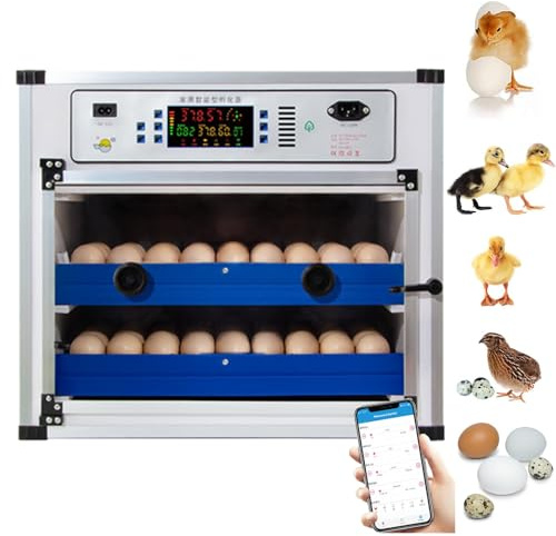 HpLNDas Incubadora De 136/204/372/340 Huevos con Volteador AutomáTico Y AdicióN AutomáTica De Agua, Control De Humedad Y Temperatura, FuncióN WiFi, Osciloscopio Integrado, para Aves De Corral 136Eggs