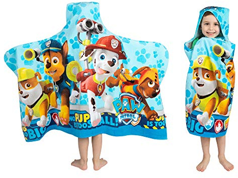 Paw Patrol Blue Bath/Pool/Beach Soft Cotton Terry Hooded Towel Wrap, 24 x 50, By Franco Kids