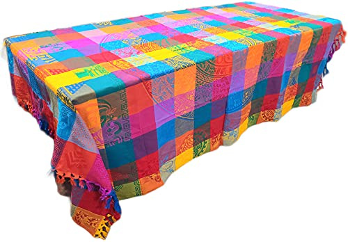 Alondra's Imports (TM) (84 x 59) Elegantly Handwoven, Genuine Mexican Artesenal Table Cover (Fiesta, Birthday, Taco Night, Mexican Themed Party Supplies, Zarape Blanket, Serape All Over Table Cloth)