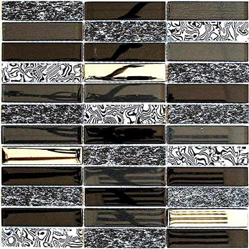 Mosaik fluga silver grå svart rem glasmosaik sten för vägg BAD WC dusch ko flöjespegel tårta badbadbad mosaik matta mosaikplatta