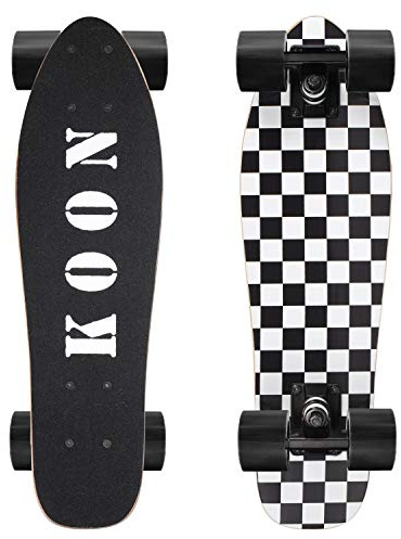 KO-ON Skateboards 56 cm komplett mini cruiser skateboard för nybörjare pojkar och flickor (checka)