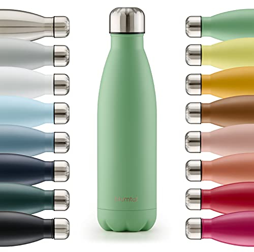 Blumtal® Botella termica Charles - botella termica 500ml sin BPA - botella agua acero inoxidable - botellas de agua acero inoxidable aislada - cantimplora termica - termo agua - en summer green/verde