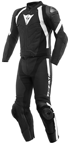 Dainese Avro 4 - Traje de cuero para motociclista de 2 piezas, negro mate/negro mate/blanco, 30
