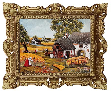 Cuadros barrocos antiguos Repro, cuadro barroco, marco antiguo, 45 x 38 cm