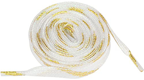 Allegra K Metallic Shoelaces Sparkly Glitter Shoe Strings Shiny Flat Shoe Laces for Sneakers 110cm/43.31 Gold