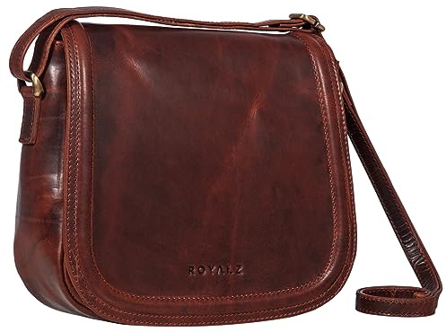 ROYALZ 'Maryland' Bolso Bandolera Mujer bolso piel mujer de Hombro pequeño Cuero bolso de mano Elegante Vintage, Color:Roma Coñac Marrón