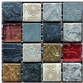 EasyLife Lot de 40 autocollants pour carrelage mural pour décoration intérieure, 10 x 10 cm, imperméables et autocollants, pour cuisine et salle de bain (set 11)