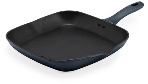 Salter Excellence 28 cm Griddle Pan – Non-Stick Coating, Durable Forged Aluminium, Induction Suitable, Thermo Collar, Turns Red at Optimum Temperature, Heat-Resistant Exterior