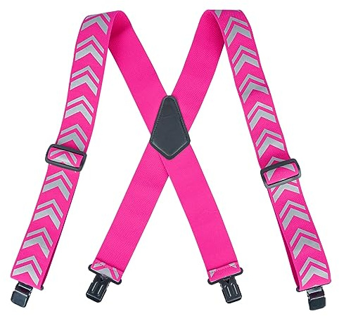 KUNN Safety Reflective Suspender Safety High Visibility Women Work Suspender,Pink