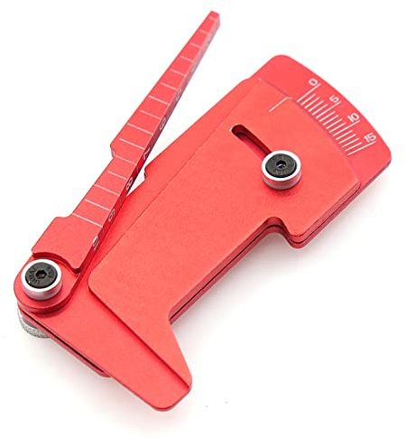 Travelfreely 1 StüCk Metall Sturz Messer & HöHenmesser Werkzeug/Lineal für Einstellen der HöHe und des Felgen Sturzes RC Modell Auto,Rot