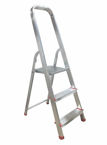 Escalera de Tijera Plegable, Escalera de Aluminio, Multiusos, Antideslizante, Ligera y Resistente, Escalera Doméstica, Fácil Transporte (3 peldaños)
