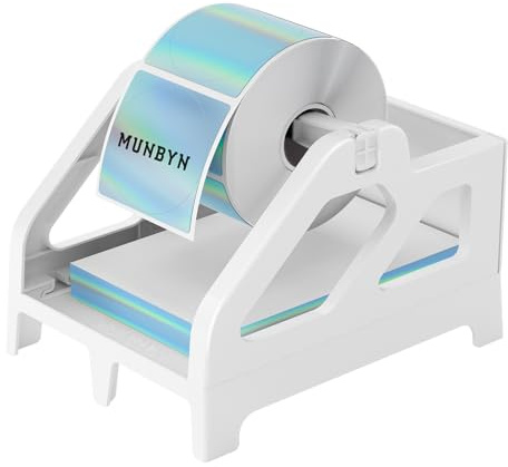 MUNBYN Porte-Étiquettes Thermique 2-En-1, Compatible Avec Les Etiquette Thermique 4x6,Étiquettes,Rouleau Etiquettes Autocollantes,Petites Étiquettes Continues, Compatible Avec Phomemo Itari, Blanc