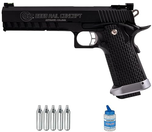 Pistola Colt 2009 nera CO2 (6 mm) | Pistola ad aria compressa per softair (pallini in PVC) calibro 6 mm + bombola da 0,20 + 5 CO2 (potenza: 1 joule)