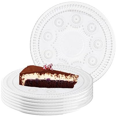 Altom Design Tellerset 6 Personen Ø 17 cm Glasteller Kuchenteller Set aus Glas Daisy